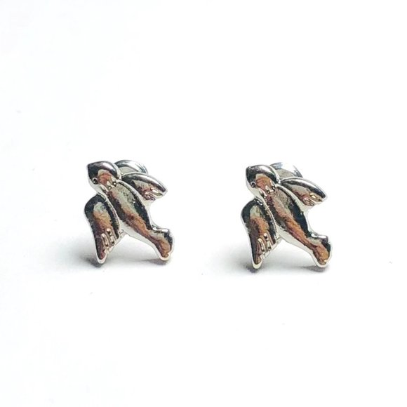 New! Silver Flying Bird Stud Earrings - Picture 6 of 9